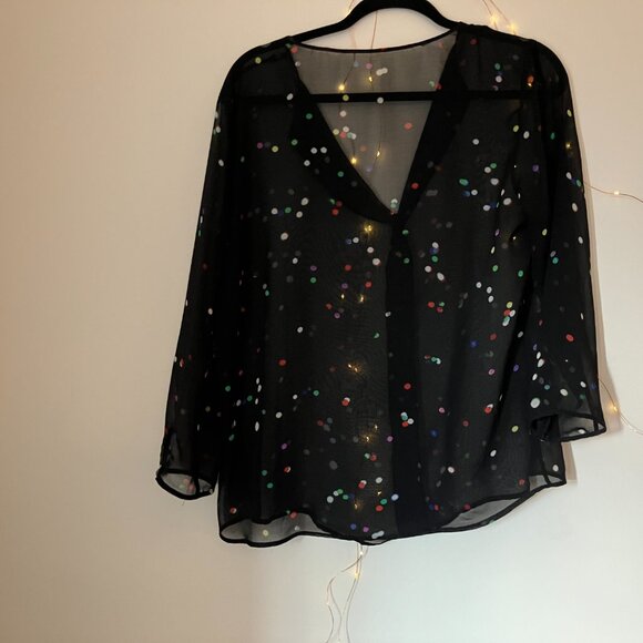 Philosophy Sheer Multi colored Polka dot top | L - Picture 1 of 8